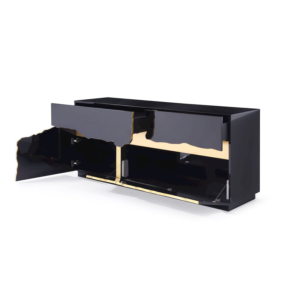 Modrest Aspen - Modern High Gloss Black & Gold Buffet. Picture 5