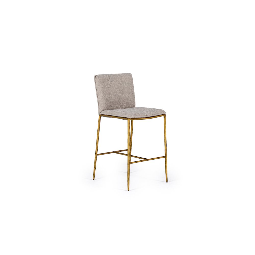 Modrest Atlanta - Modern Beige Fabric & Brass Counter Chair. Picture 1