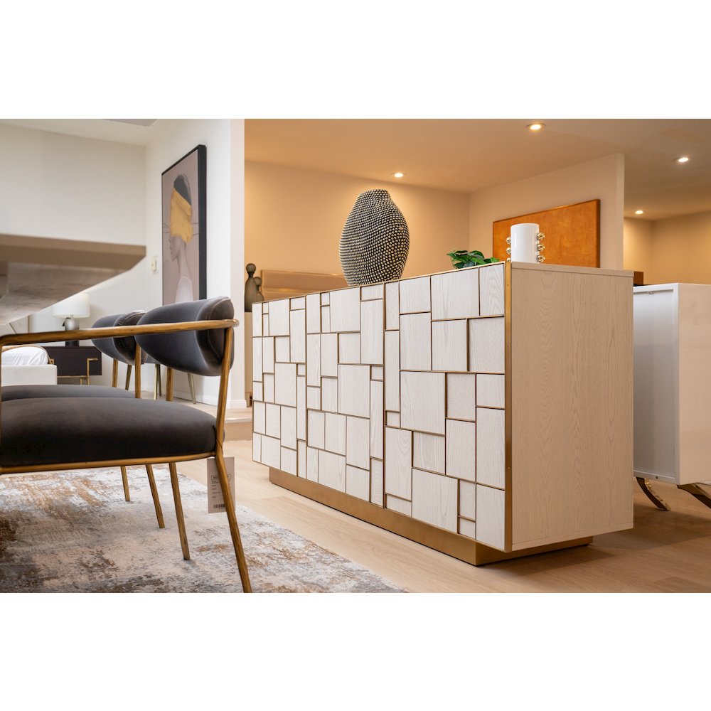 Modrest Auer - Mid-Century Modern Cream Ash + Gold Buffet. Picture 10