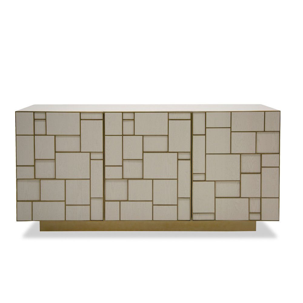 Modrest Auer - Mid-Century Modern Cream Ash + Gold Buffet. Picture 1
