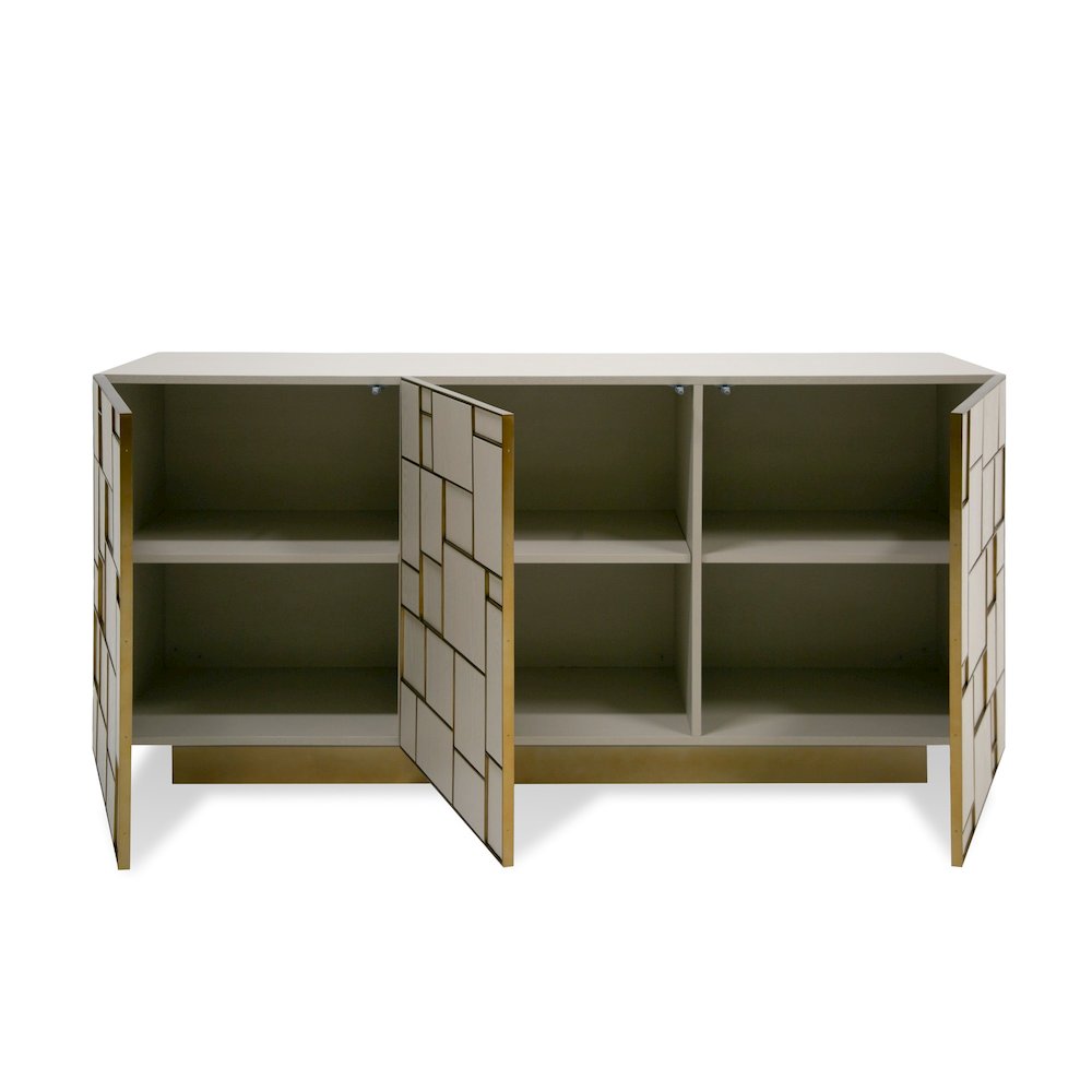 Modrest Auer - Mid-Century Modern Cream Ash + Gold Buffet. Picture 5