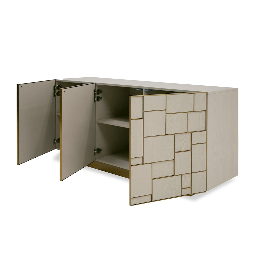 Modrest Auer - Mid-Century Modern Cream Ash + Gold Buffet. Picture 6