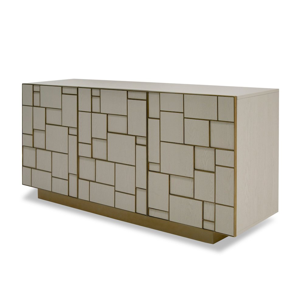 Modrest Auer - Mid-Century Modern Cream Ash + Gold Buffet. Picture 2
