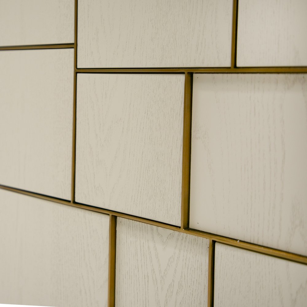 Modrest Auer - Mid-Century Modern Cream Ash + Gold Buffet. Picture 9