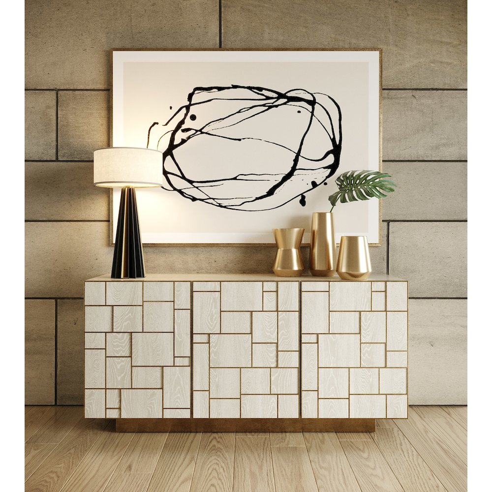 Modrest Auer - Mid-Century Modern Cream Ash + Gold Buffet. Picture 3