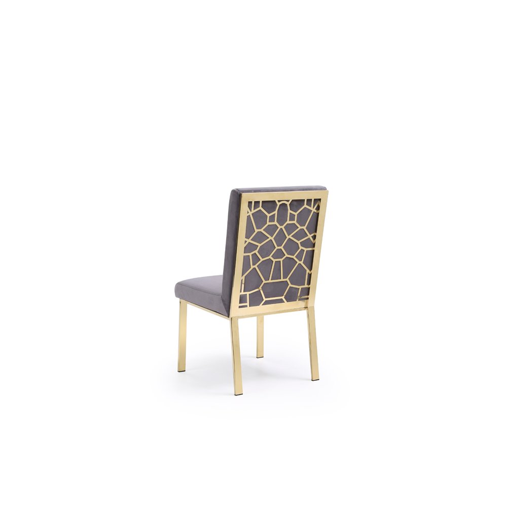 Modrest Reba Modern Grey Velvet & Gold Dining Chair (Set of 2). Picture 2