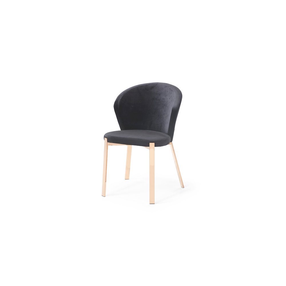 Modrest Nadia Modern Black Velvet & Rosegold Dining Chair (Set of 2). Picture 3