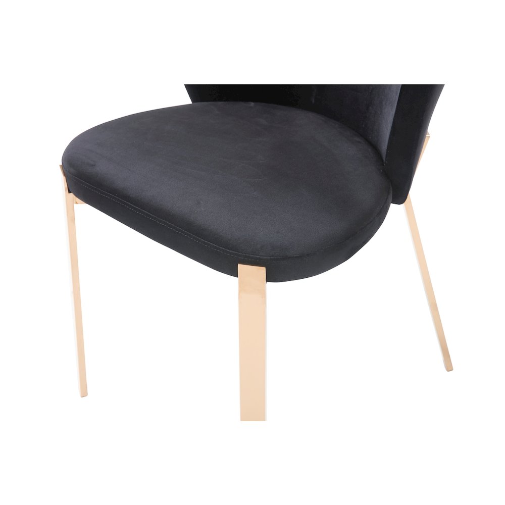 Modrest Nadia Modern Black Velvet & Rosegold Dining Chair (Set of 2). Picture 4
