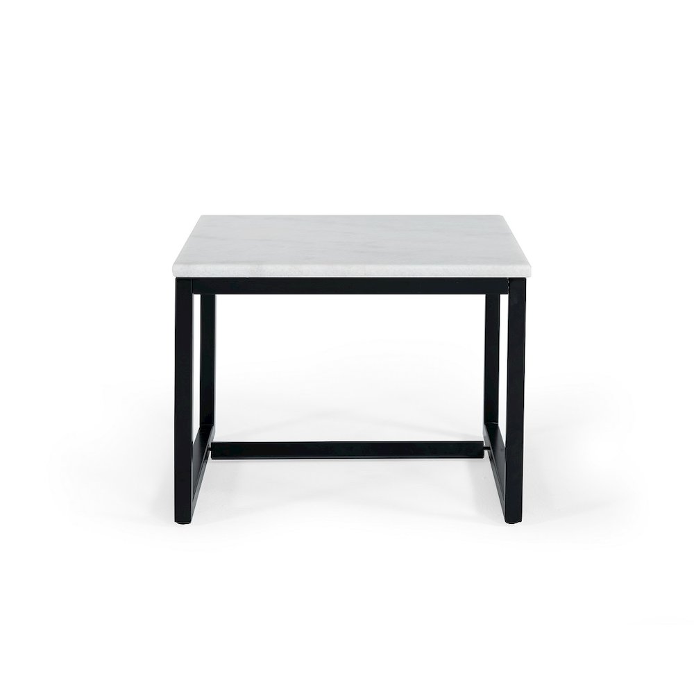 Modrest Baca - White Marble + Black Metal End Table. Picture 2