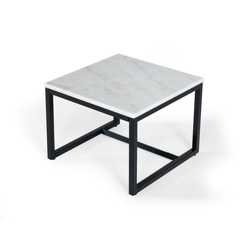 Modrest Baca - White Marble + Black Metal End Table. Picture 1