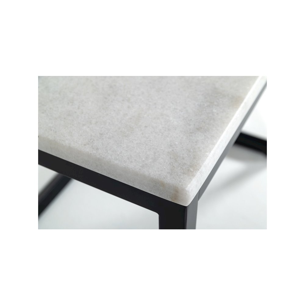 Modrest Baca - White Marble + Black Metal End Table. Picture 3
