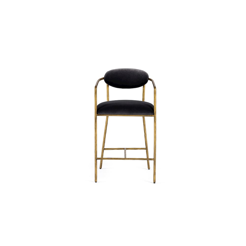 Baird - Modern Grey Velvet Brass Counter Chair. Picture 2