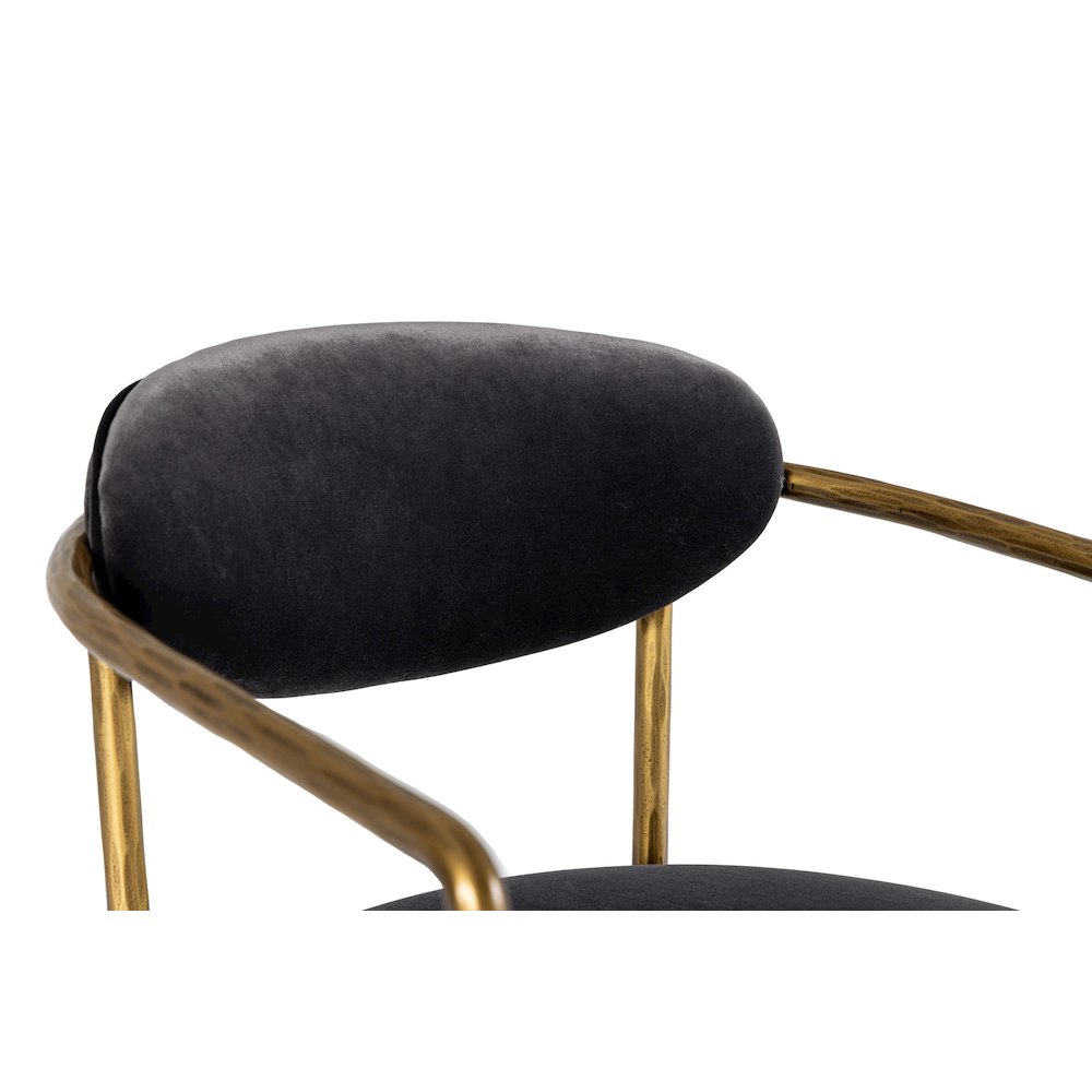 Baird - Modern Grey Velvet Brass Counter Chair. Picture 5