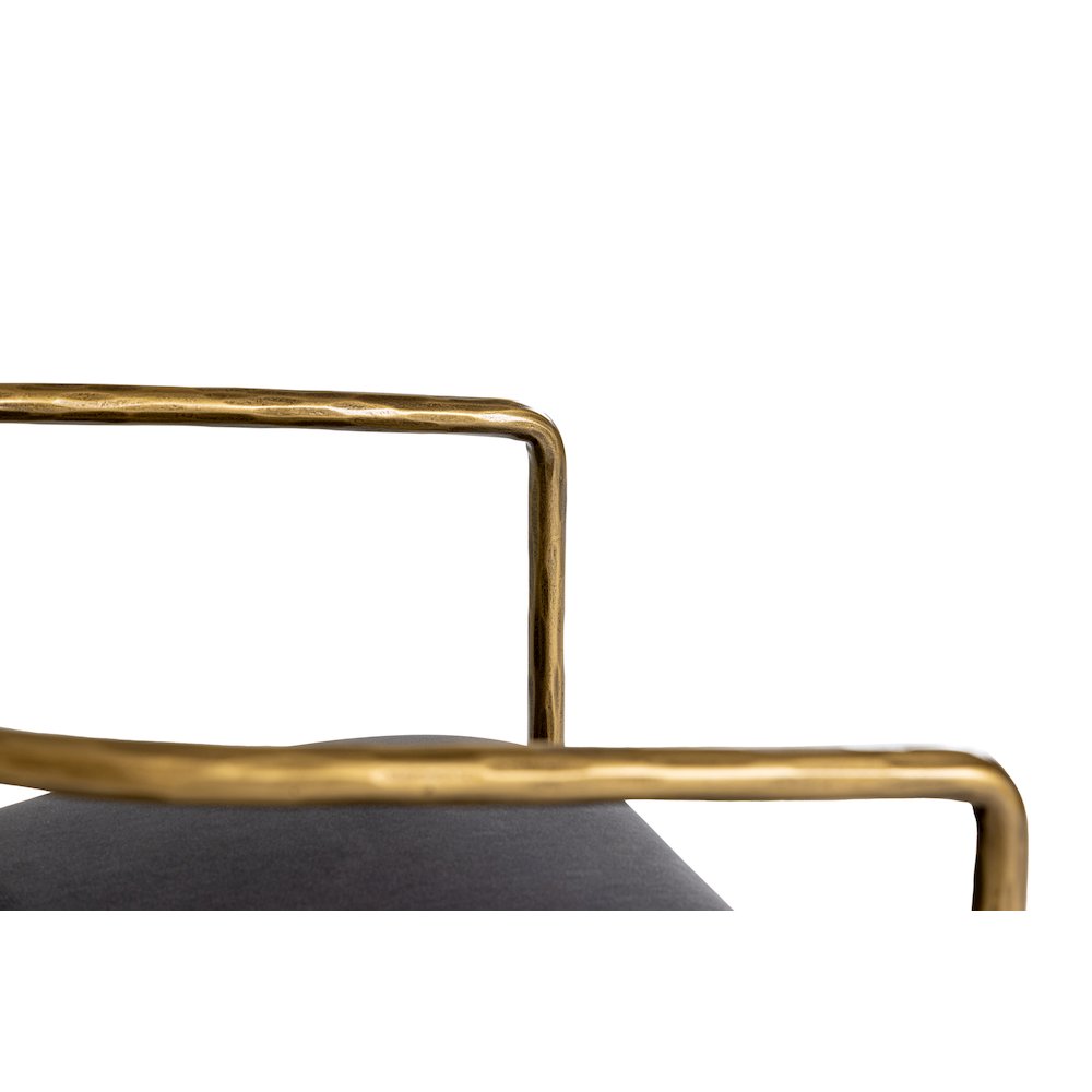 Baird - Modern Grey Velvet Brass Counter Chair. Picture 6