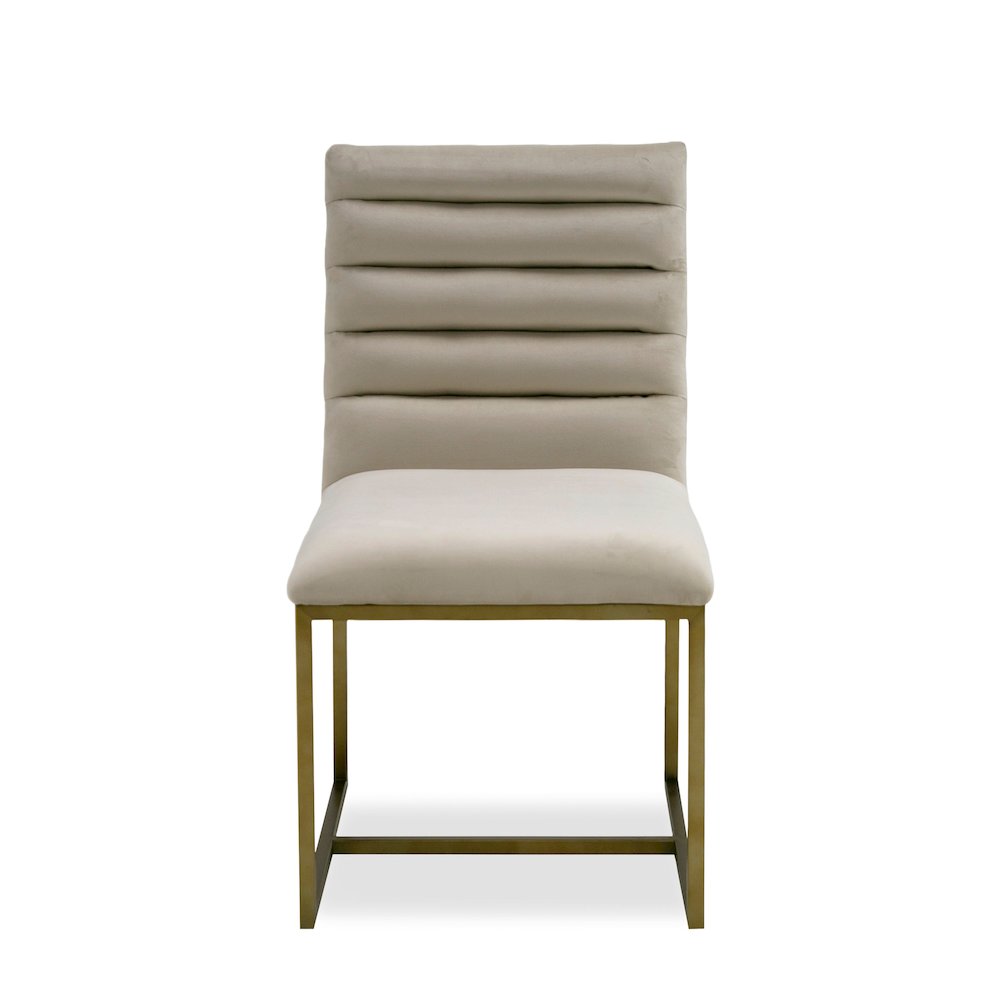 Modrest Barker - Modern Beige & Brush Gold Dining Chair (Set of 2). Picture 2