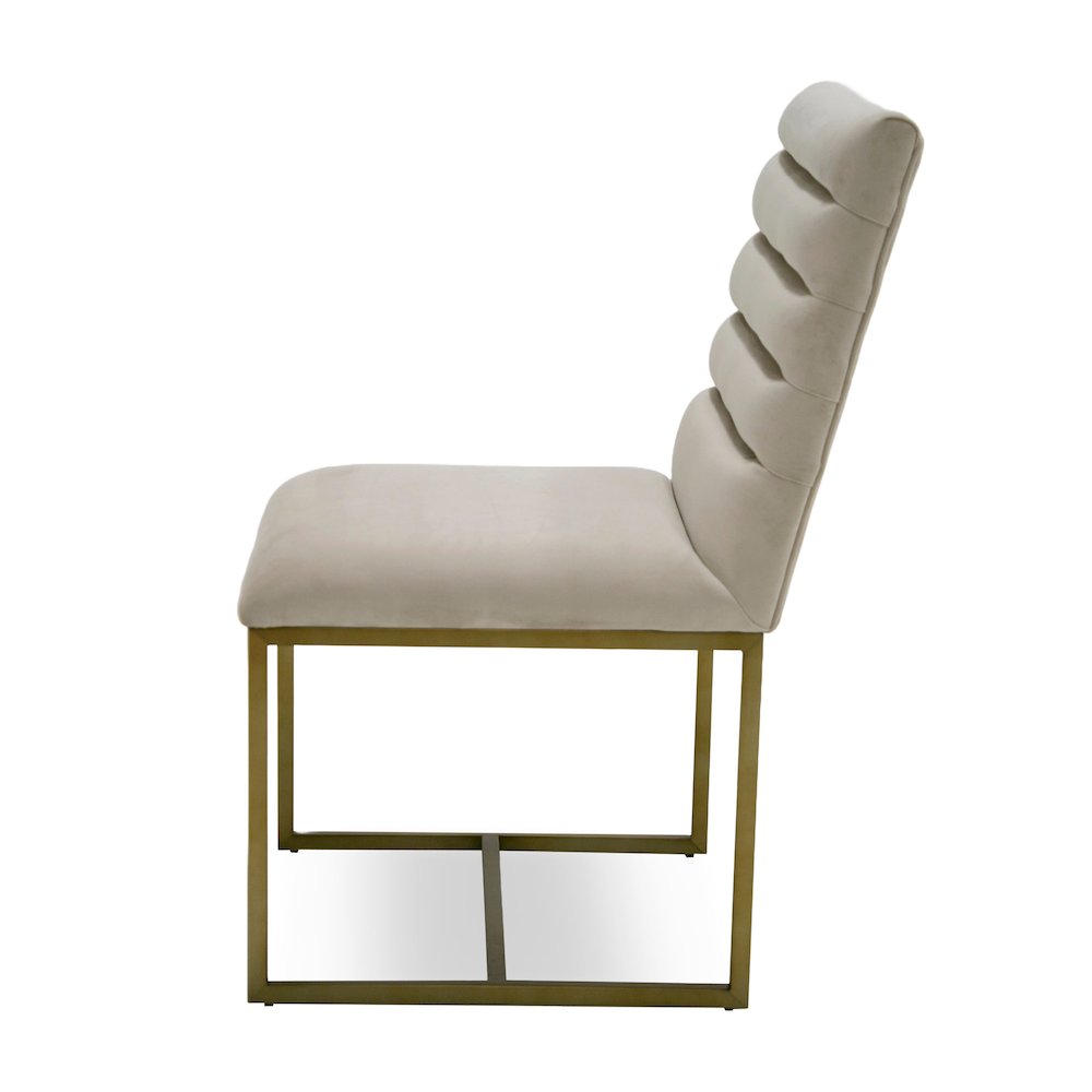 Modrest Barker - Modern Beige & Brush Gold Dining Chair (Set of 2). Picture 3