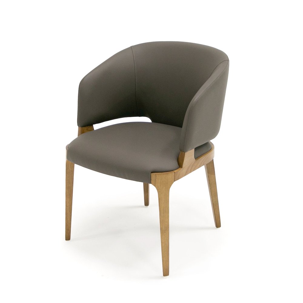 Modrest Baskin Brown and Walnut Arm Dining Chair. Picture 1