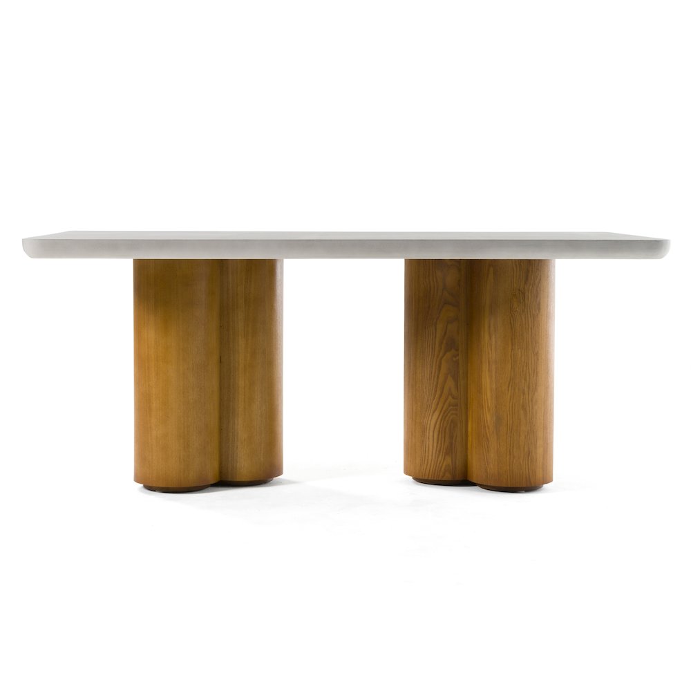 Modrest Bateman - Modern Faux Concrete + Walnut Dining Table. Picture 1