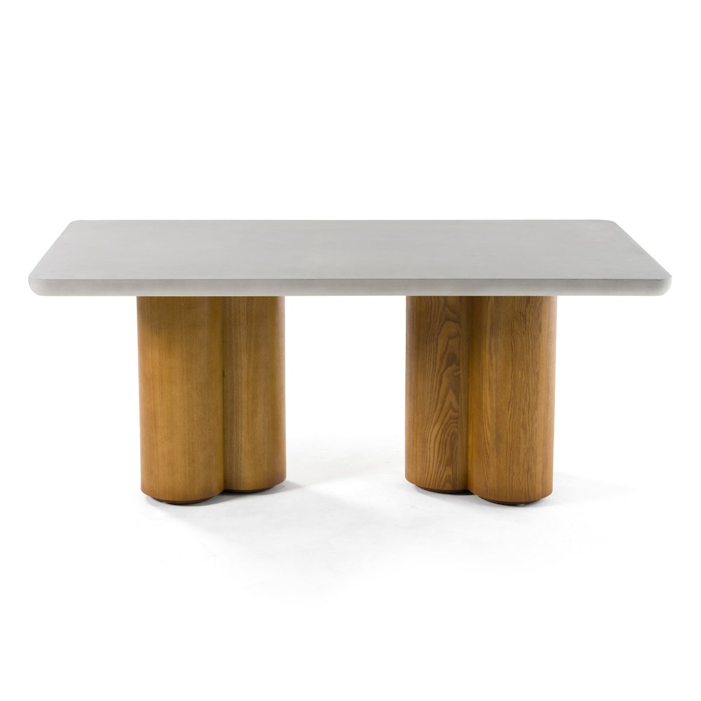 Modrest Bateman - Modern Faux Concrete + Walnut Dining Table. Picture 2