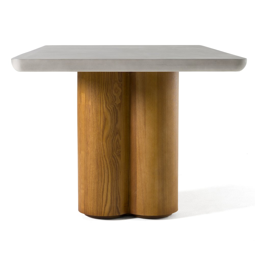 Modrest Bateman - Modern Faux Concrete + Walnut Dining Table. Picture 3