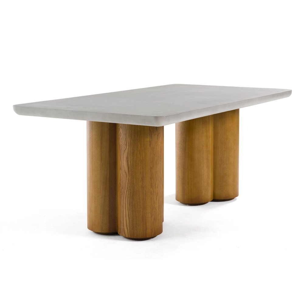 Modrest Bateman - Modern Faux Concrete + Walnut Dining Table. Picture 4