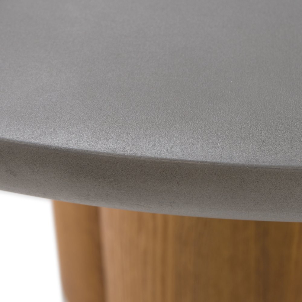Modrest Bateman - Modern Faux Concrete + Walnut Round Dining Table. Picture 5