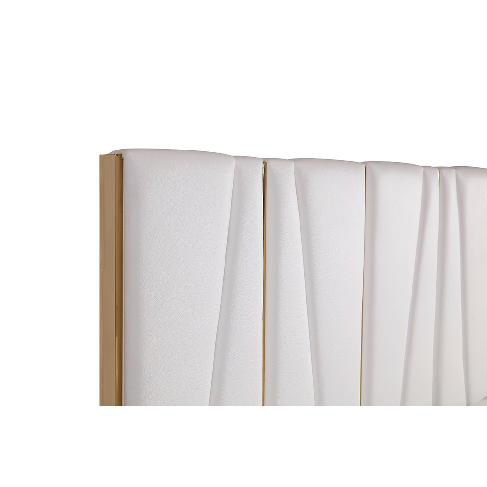 Modrest Nixa - Queen Modern White and Gold Bed. Picture 3