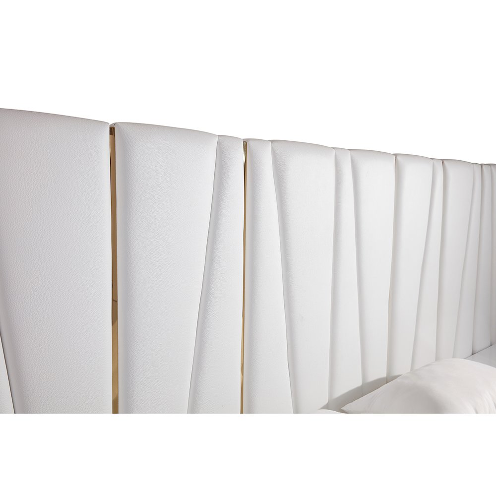 Modrest Nixa - Queen Modern White and Gold Bed. Picture 4
