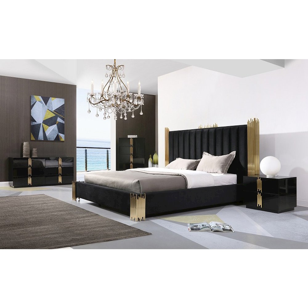 Modrest Token - Eastern King Modern Black and Gold Bed. Picture 3