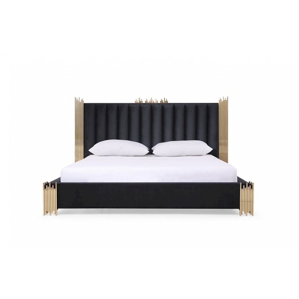 Modrest Token - Eastern King Modern Black and Gold Bed. Picture 1