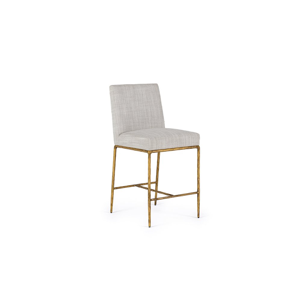 Modrest Beasley - Modern Off-White Linen + Brass Counter Chair. Picture 1