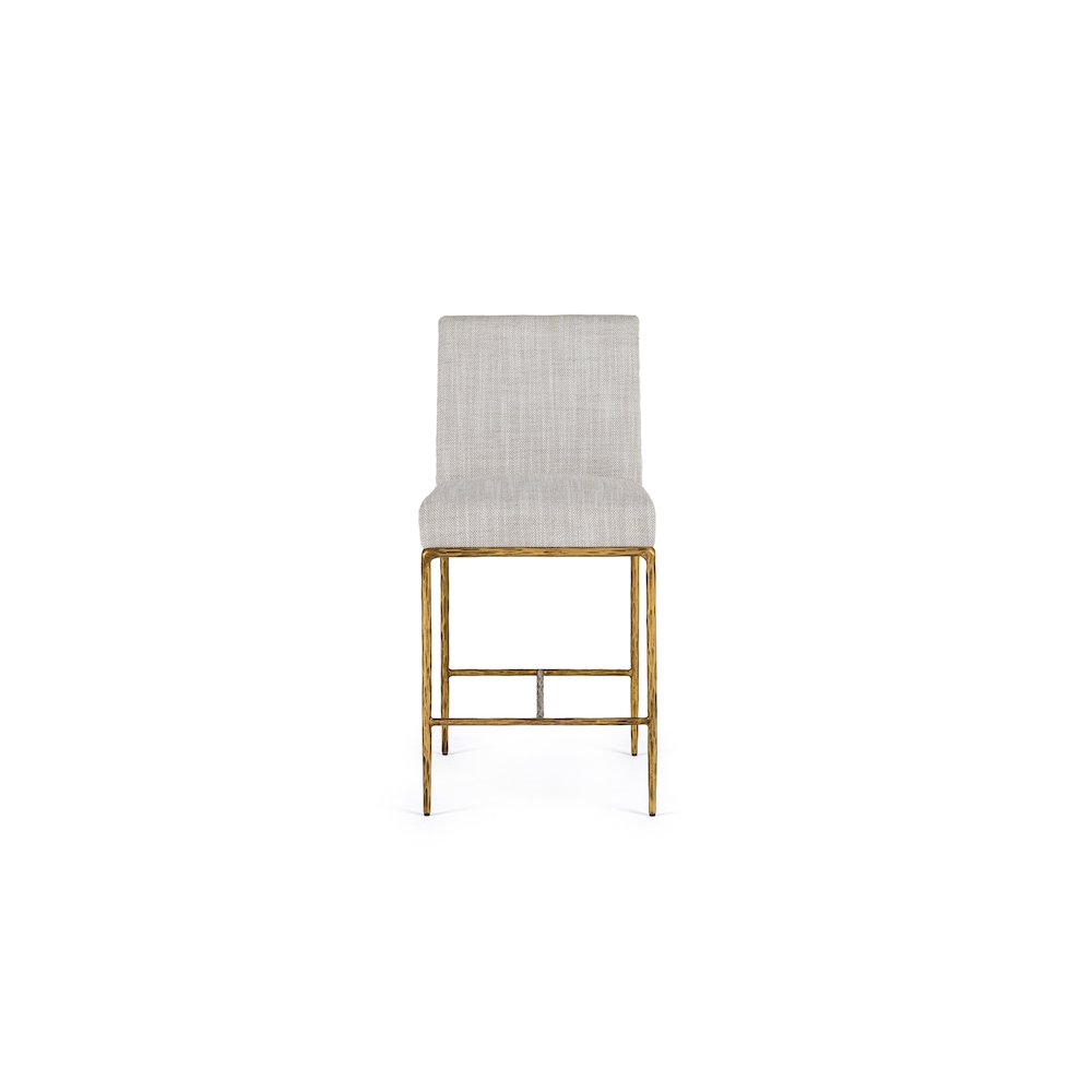 Modrest Beasley - Modern Off-White Linen + Brass Counter Chair. Picture 2