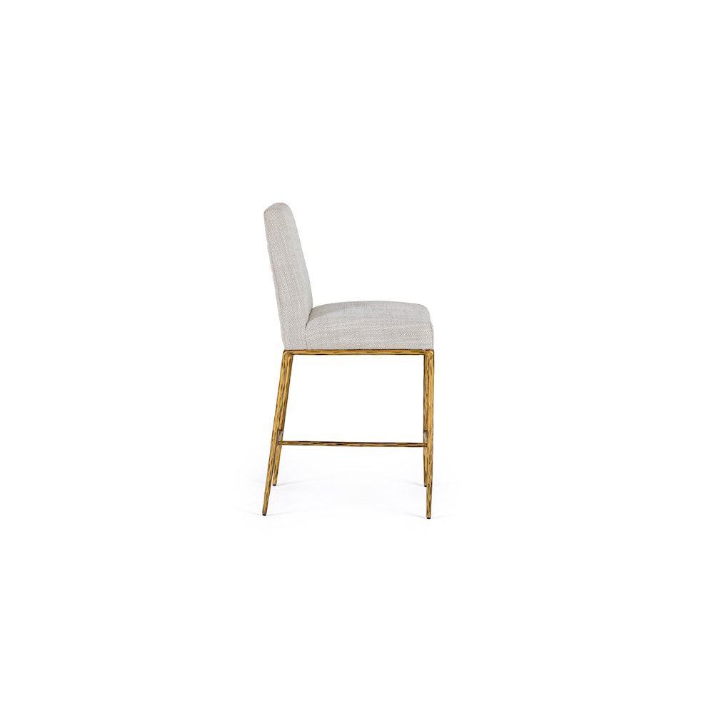 Modrest Beasley - Modern Off-White Linen + Brass Counter Chair. Picture 3