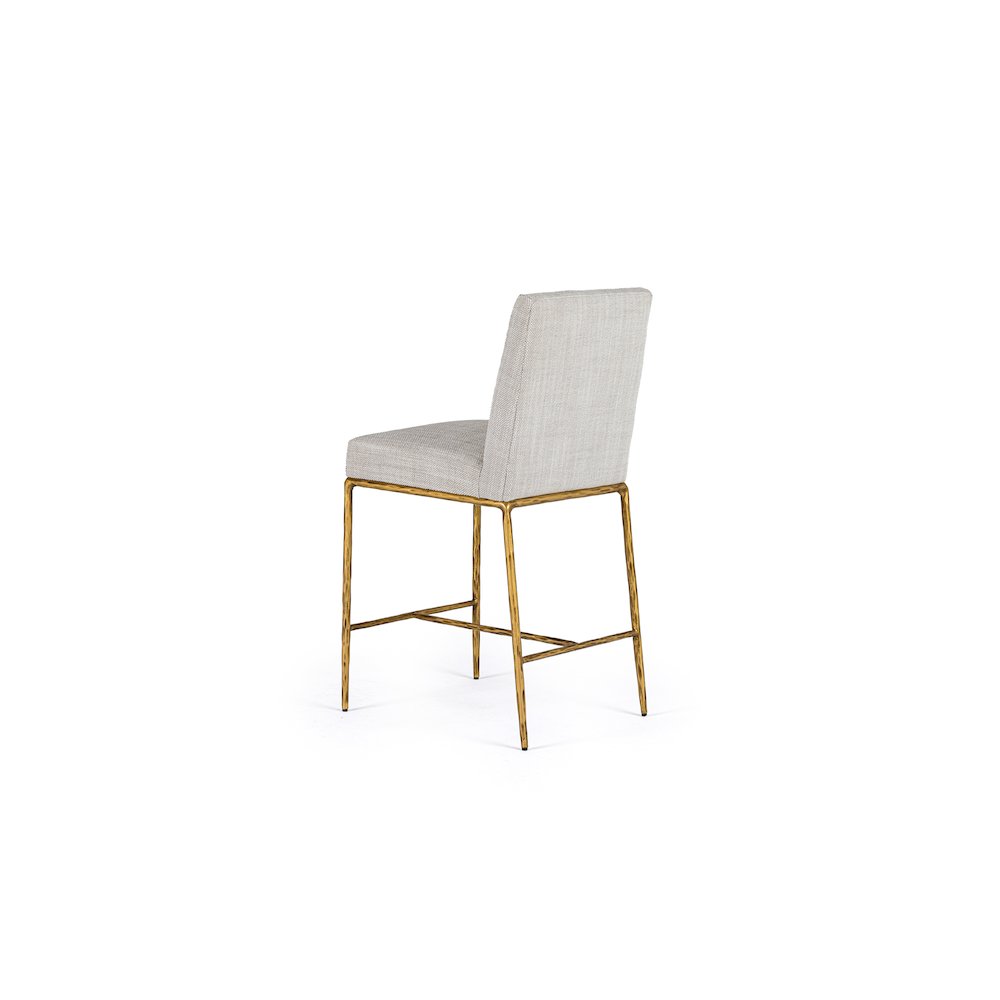 Modrest Beasley - Modern Off-White Linen + Brass Counter Chair. Picture 4