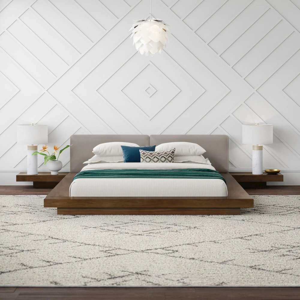 Modrest Tokyo - Queen Contemporary Walnut and Grey Platform Bed. Picture 2