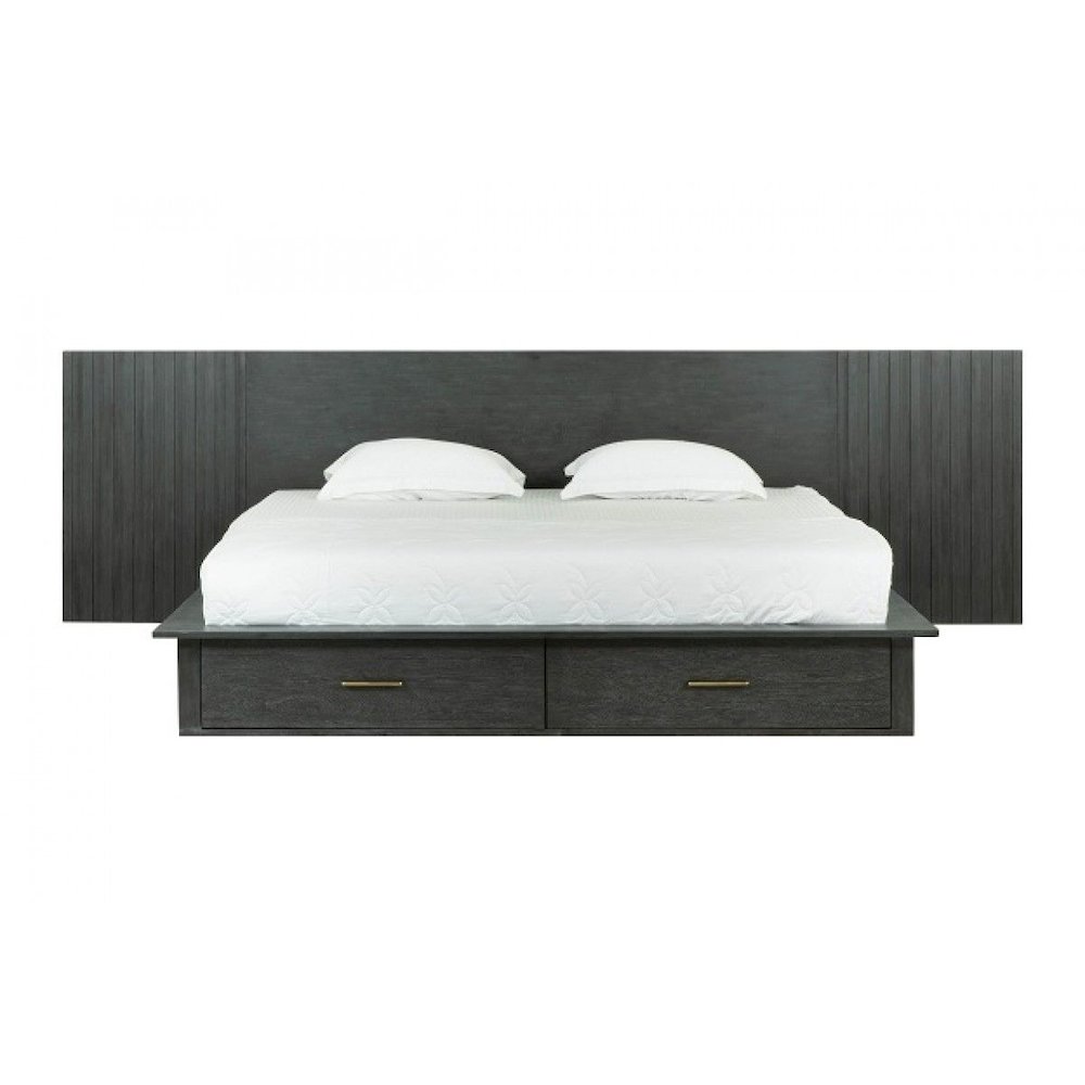 Modrest Manchester - Queen Contemporary Dark Grey Platform Bed. Picture 1