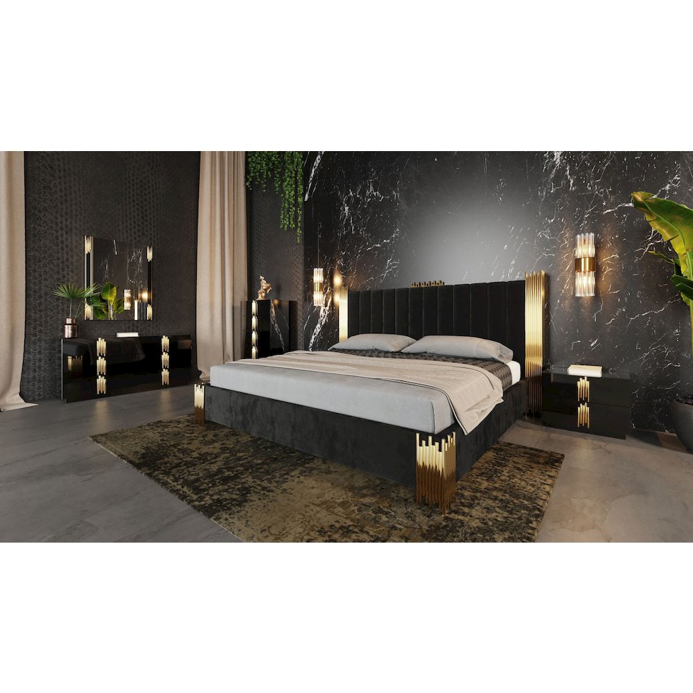 Modrest Token - Eastern King Modern Black and Gold Bed. Picture 4