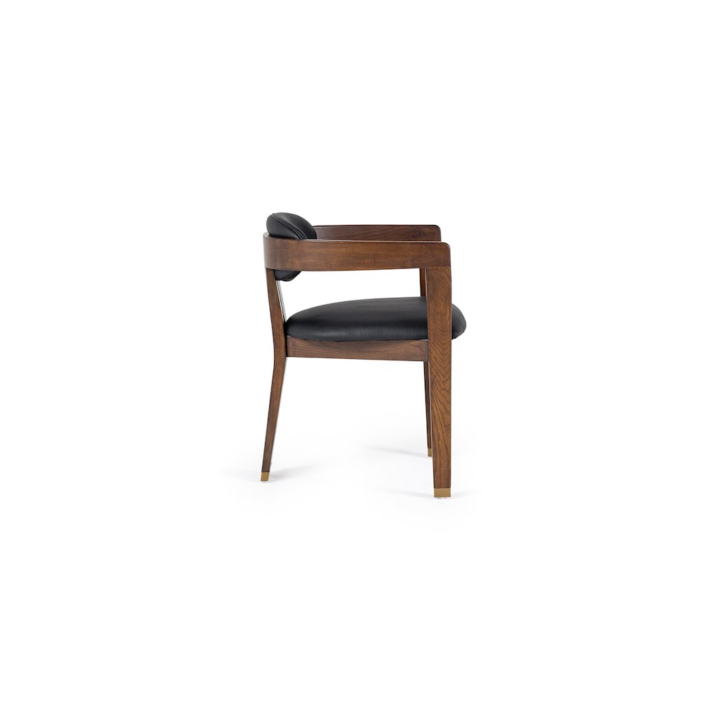 Modrest Belton - Modern Black Vegan Leather + Brown Oak Dining Chair. Picture 2