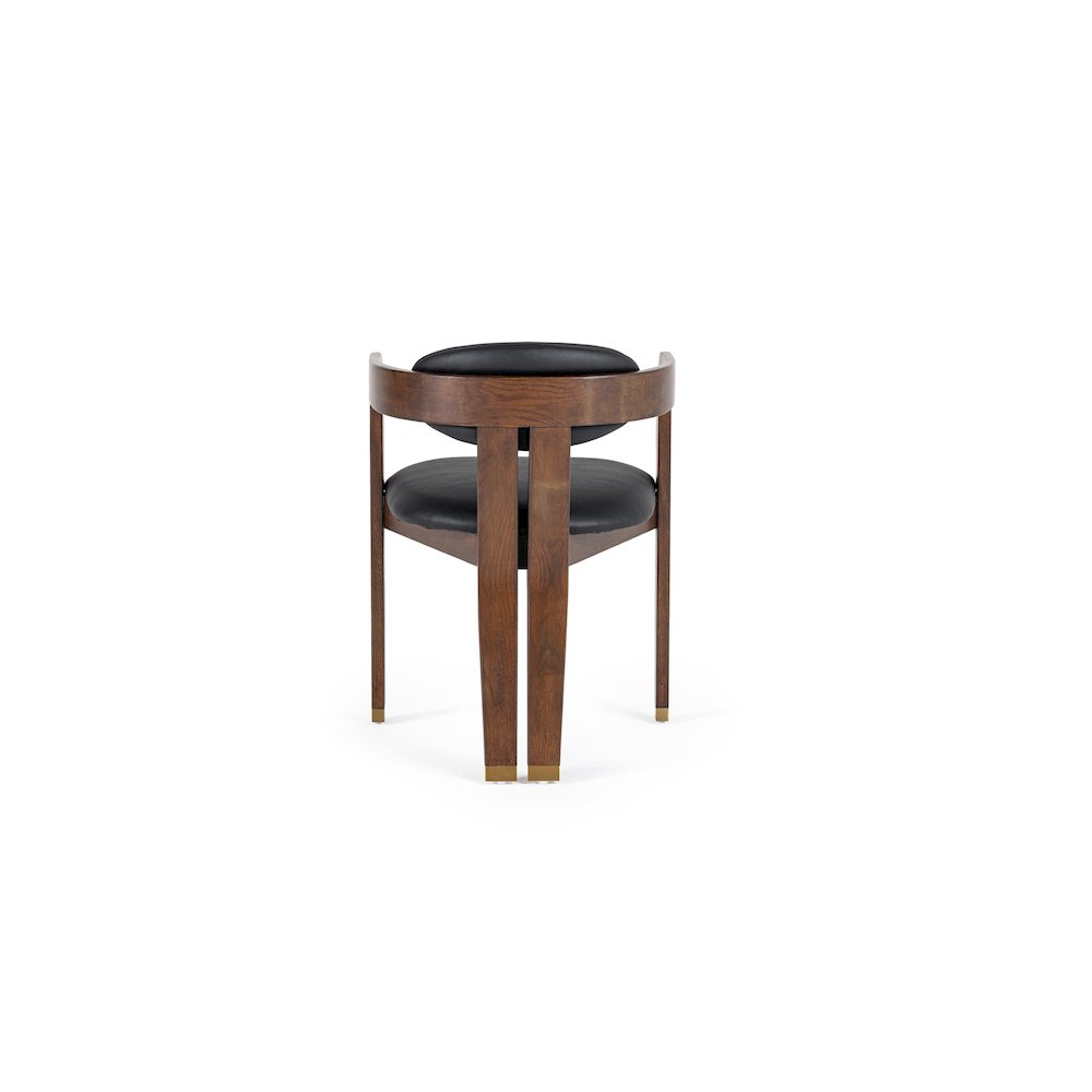 Modrest Belton - Modern Black Vegan Leather + Brown Oak Dining Chair. Picture 3