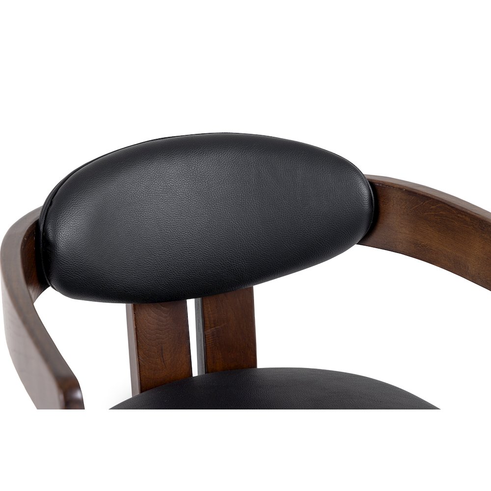 Modrest Belton - Modern Black Vegan Leather + Brown Oak Dining Chair. Picture 4