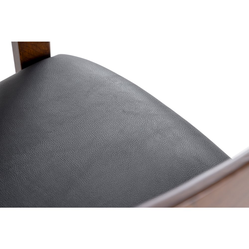 Modrest Belton - Modern Black Vegan Leather + Brown Oak Dining Chair. Picture 5