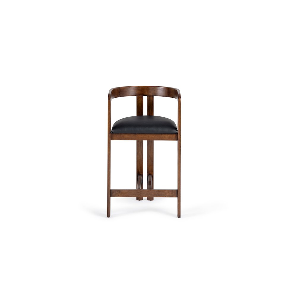 Modrest Belton - Modern Black Vegan Leather + Brown Oak Counter Chair. Picture 2