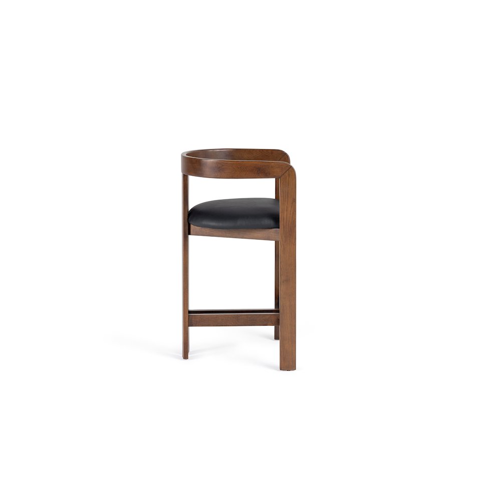 Modrest Belton - Modern Black Vegan Leather + Brown Oak Counter Chair. Picture 3