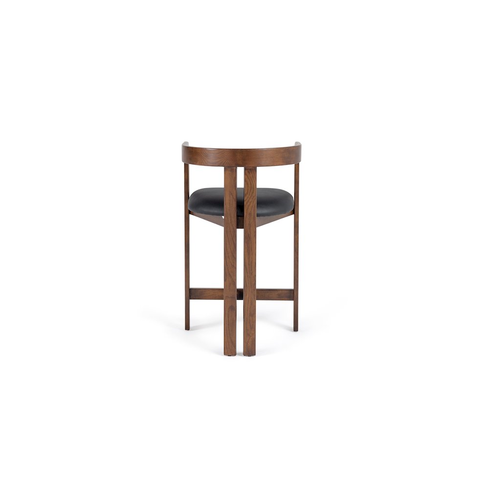 Modrest Belton - Modern Black Vegan Leather + Brown Oak Counter Chair. Picture 4