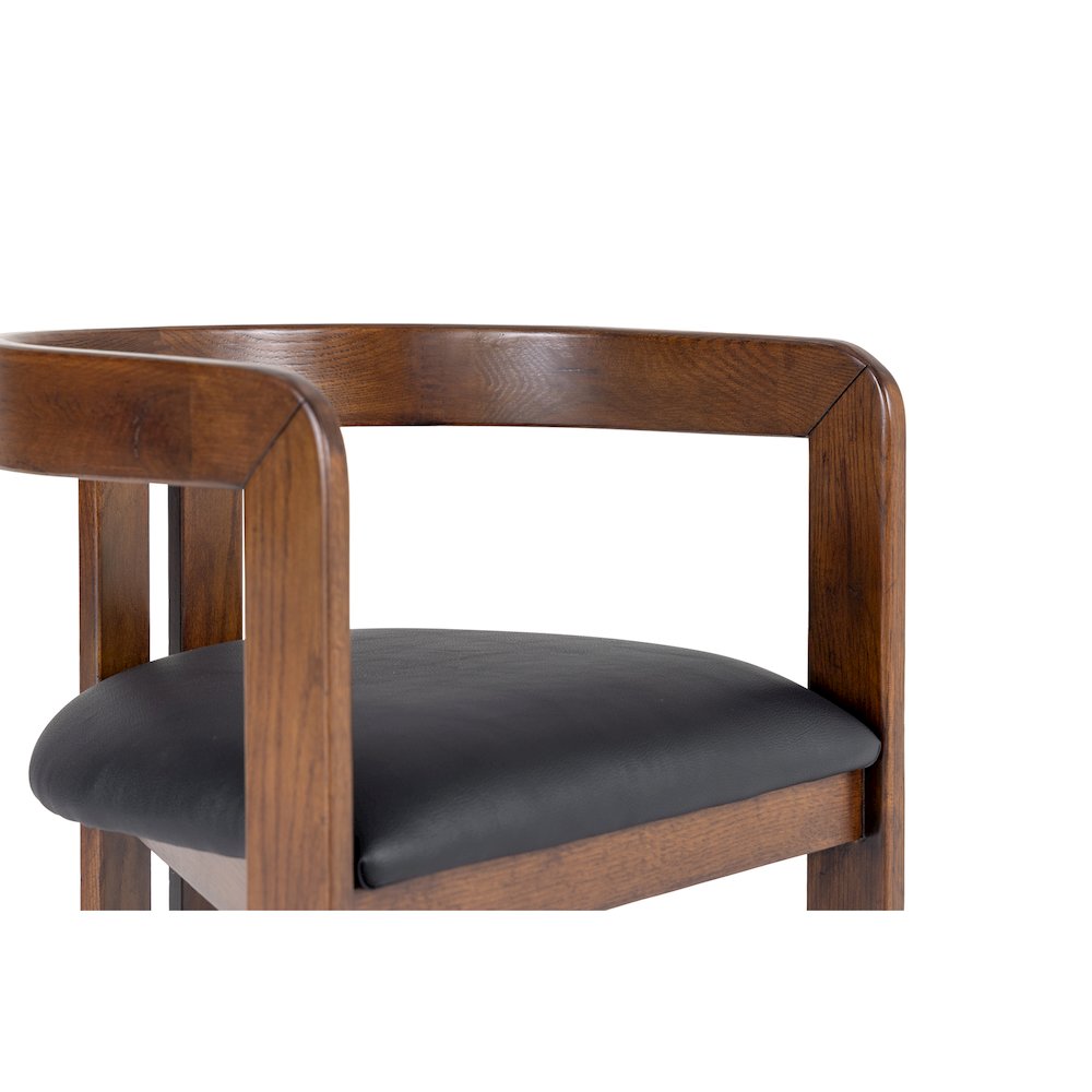 Modrest Belton - Modern Black Vegan Leather + Brown Oak Counter Chair. Picture 6