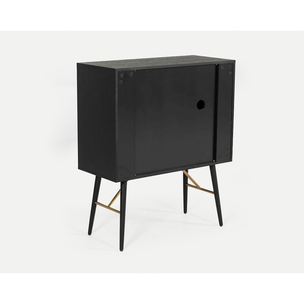 Modrest Billy Modern Black Oak & Gold Tall Buffet. Picture 5