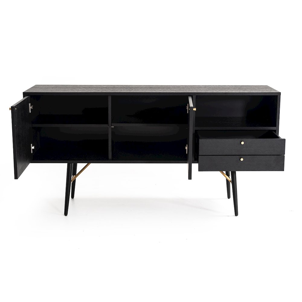 Modrest Billy Modern Black Oak & Gold Buffet. Picture 2