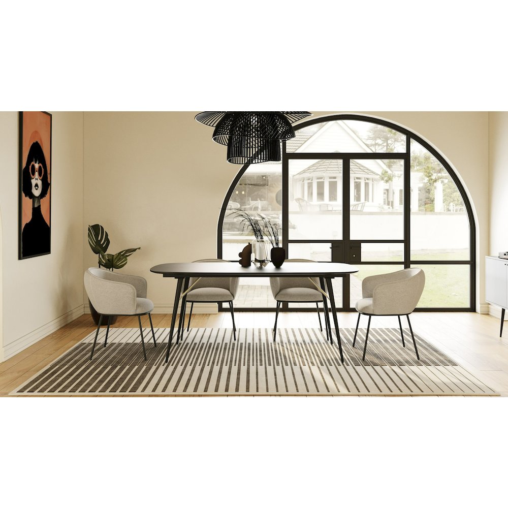 Modrest Billy Modern Black Oak & Gold Extendable Dining Table. Picture 5