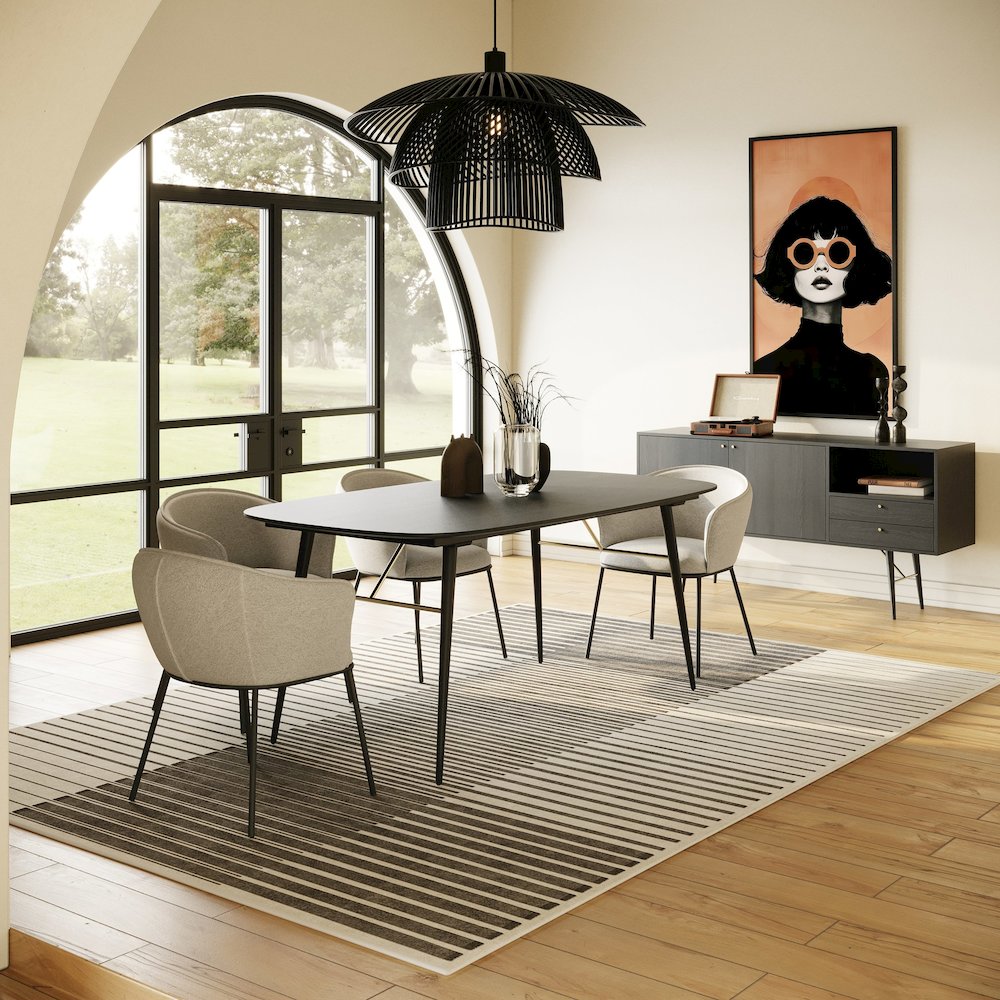 Modrest Billy Modern Black Oak & Gold Buffet. Picture 4