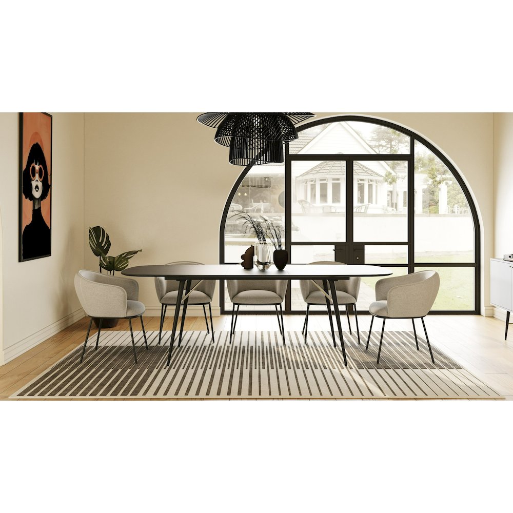 Modrest Billy Modern Black Oak & Gold Extendable Dining Table. Picture 7